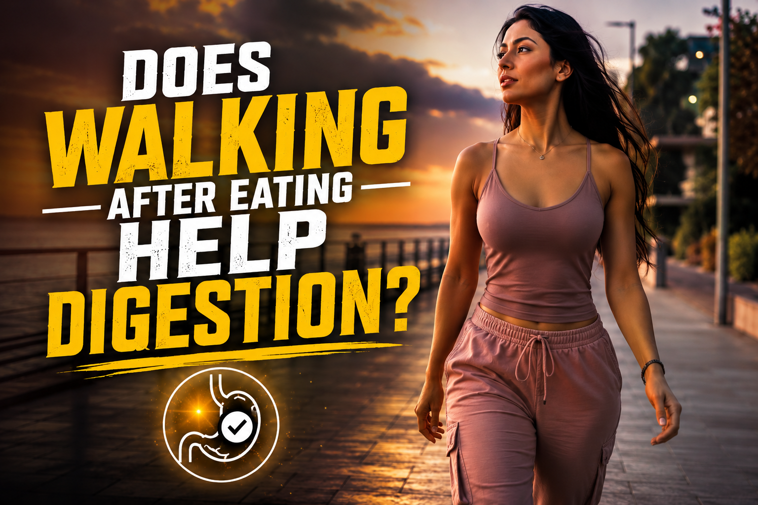 does walking after eating help digestion — person taking a gentle walk outside after a meal