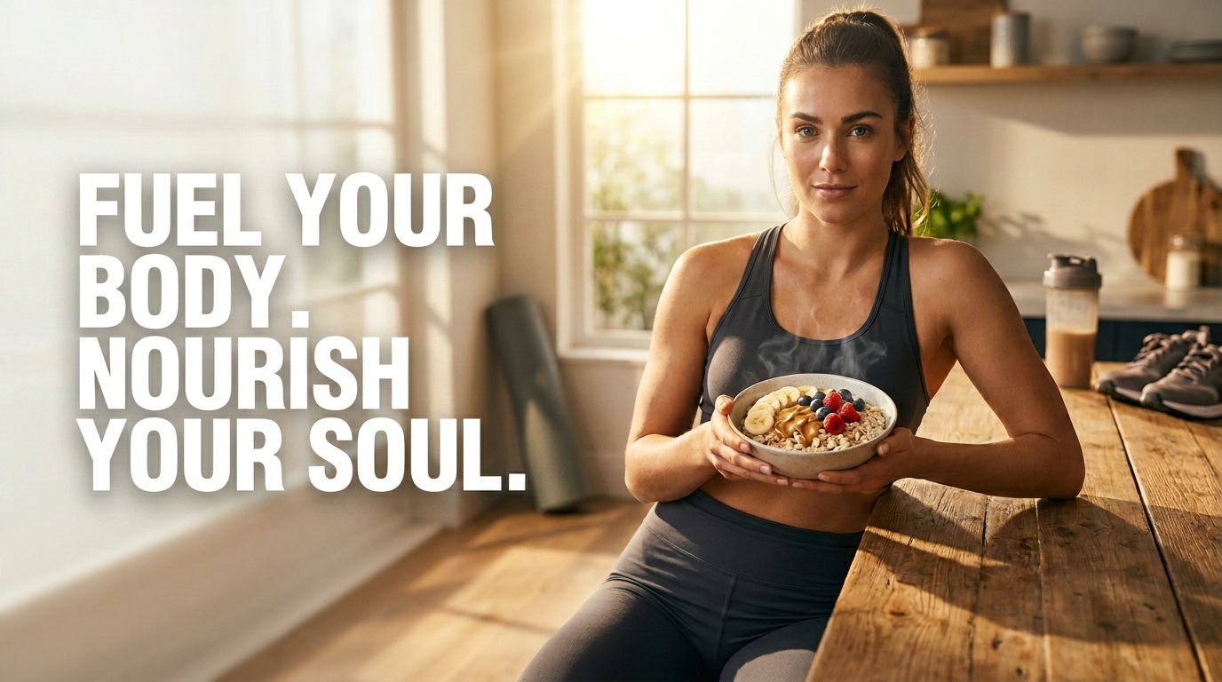 oatmeal before workout — bowl of rolled oats with banana and peanut butter for pre-workout fuel